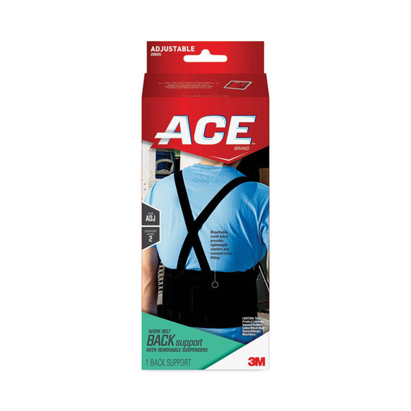 ACE™ Work Belt with Removable Suspenders, One Size Fits All, Up to 48" Waist Size, Black (MMM208605) Each