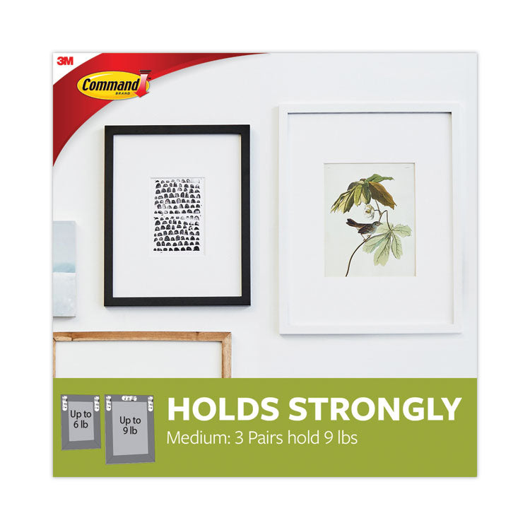 Command™ Picture Hanging Strips, Value Pack, Medium, Removable, Holds Up to 12 lbs, 0.75 x 2.75, White, 12 Pairs/Pack (MMM1720412ES) Pack Of 12