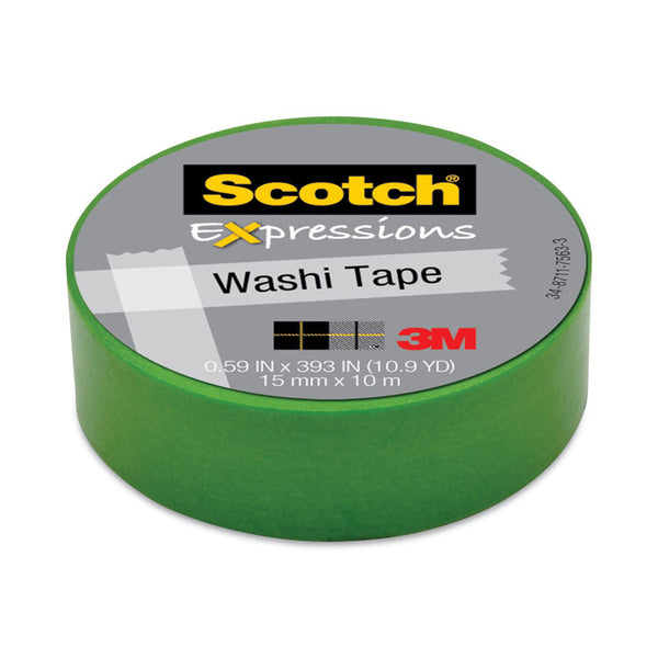 Scotch® Expressions Washi Tape, 1.25" Core, 0.59" x 32.75 ft, Green (MMM70005188761)