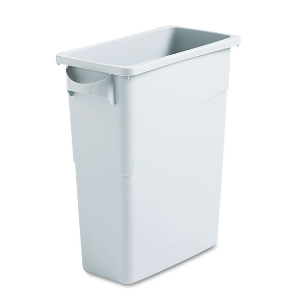 Rubbermaid® Commercial Slim Jim Waste Container with Handles, 15.9 gal, Plastic, Light Gray (RCP1971258)