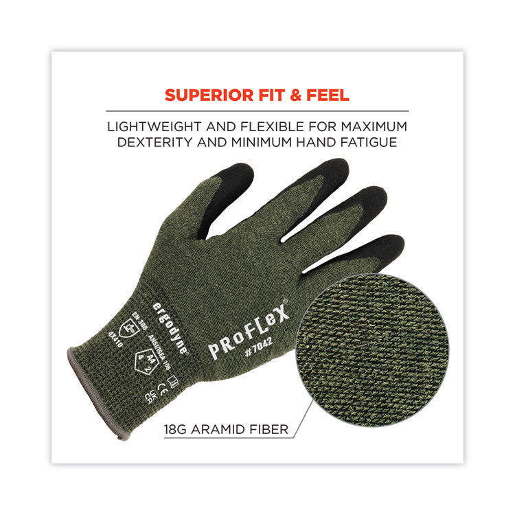 ergodyne® ProFlex 7042 ANSI A4 Nitrile-Coated CR Gloves, Green, Medium, Pair, Ships in 1-3 Business Days (EGO10343) 1 Pair
