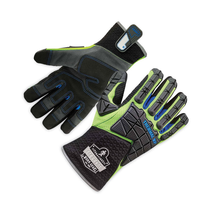 ergodyne® ProFlex 925WP Performance Dorsal Impact-Reducing Thermal Waterprf Gloves, Black/Lime, Large, Pair, Ships in 1-3 Business Days (EGO18104) 1 Pair
