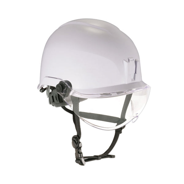 ergodyne® Skullerz 8974V Class E Safety Helmet w/8991 Visor Kit, Clear Lens, 6-Pt Ratchet Suspension, White, Ships in 1-3 Business Days (EGO60215)