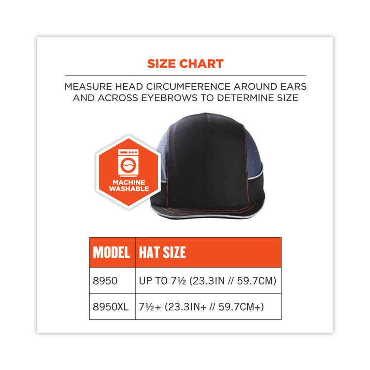ergodyne® Skullerz 8950 Bump Cap Hat, Micro Brim, Black, Ships in 1-3 Business Days (EGO23342) Each