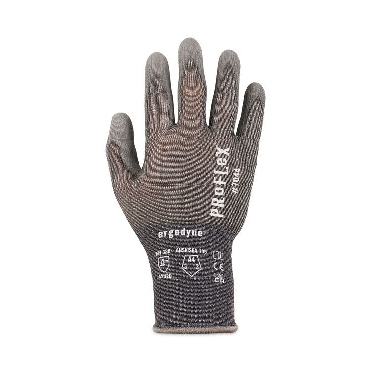 ergodyne® ProFlex 7044 ANSI A4 PU Coated CR Gloves, Gray, 2X-Large, Pair, Ships in 1-3 Business Days (EGO10496) 1 Pair