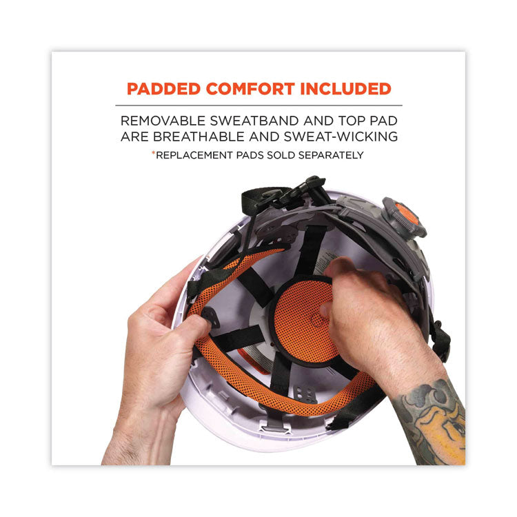 ergodyne® Skullerz 8974 Class E Safety Helmet, 6-Point Ratchet Suspension, White, Ships in 1-3 Business Days (EGO60200) Each