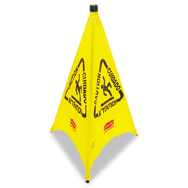 Rubbermaid® Commercial Multilingual Pop-Up Wet Floor Safety Cone, 21 x 21 x 30, Yellow (RCP9S0100YL) Each