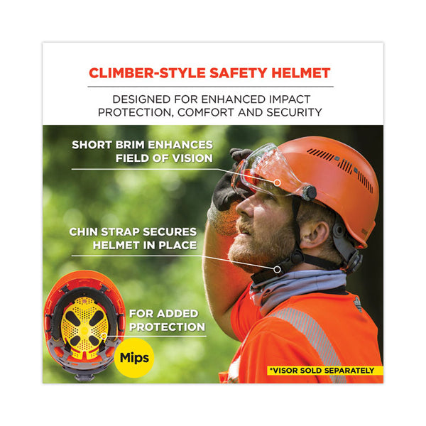 ergodyne® Skullerz 8975-MIPS Class C Safety Helmet with  MIPS Elevate Ratchet Suspension, Orange, Ships in 1-3 Business Days (EGO60257)