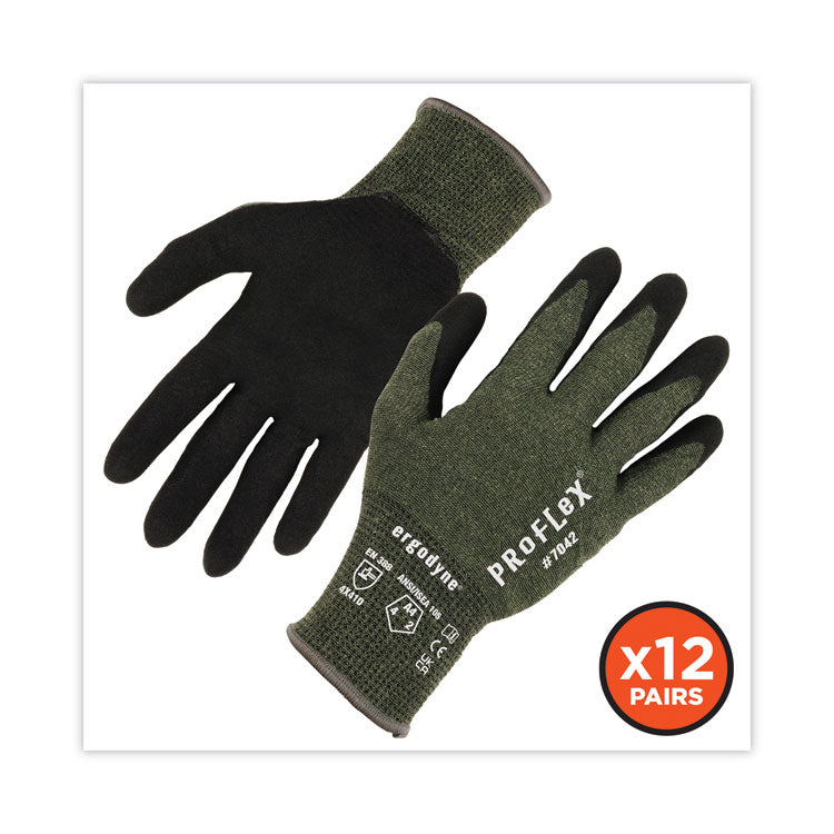 ergodyne® ProFlex 7042 ANSI A4 Nitrile-Coated CR Gloves, Green, Large, 12 Pairs/Pack, Ships in 1-3 Business Days (EGO10334) Each