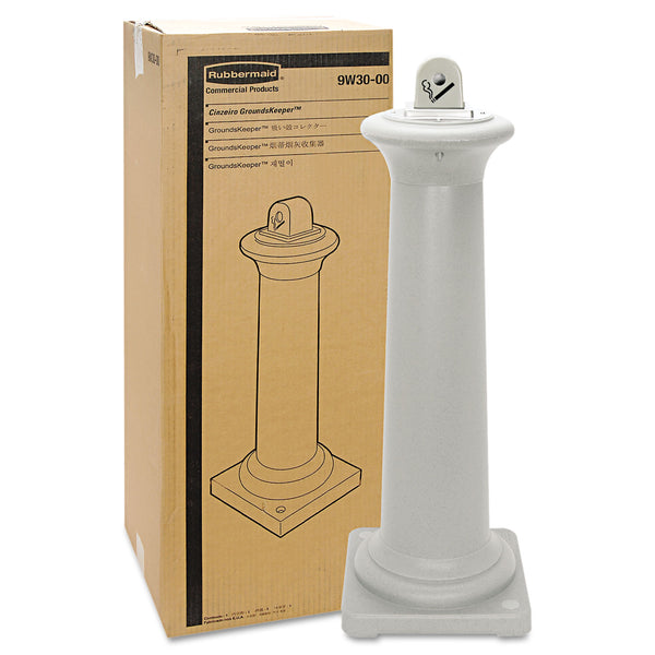 Rubbermaid GroundsKeeper Tuscan Receptacle, 13 x 13 x 38.38, Sandstone (RCP9W30SST) Each