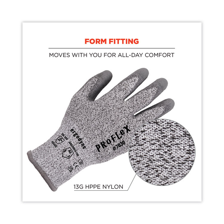 ergodyne® ProFlex 7030 ANSI A3 PU Coated CR Gloves, Gray, 2X-Large, Pair, Ships in 1-3 Business Days (EGO10466) Each
