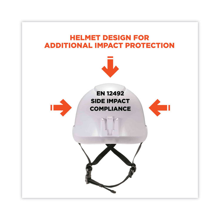 ergodyne® Skullerz 8974V Class E Safety Helmet w/8991 Visor Kit, Smoke Lens, 6-Pt Ratchet Suspension, White, Ships in 1-3 Business Days (EGO60216) Each