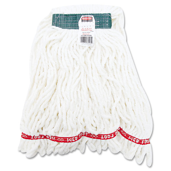 Rubbermaid® Commercial Web Foot Shrinkless Looped-End Wet Mop Head, Cotton/Synthetic, Medium, White (RCPA21206WHI)