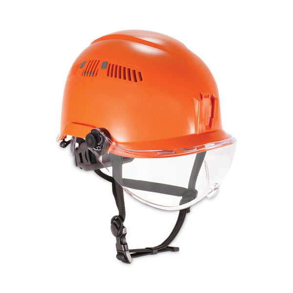 ergodyne® Skullerz 8975V Class C Safety Helmet w/8991 Visor Kit, Clear Lens, 6-Pt Ratchet Suspension, Orange,Ships in 1-3 Business Days (EGO60221)