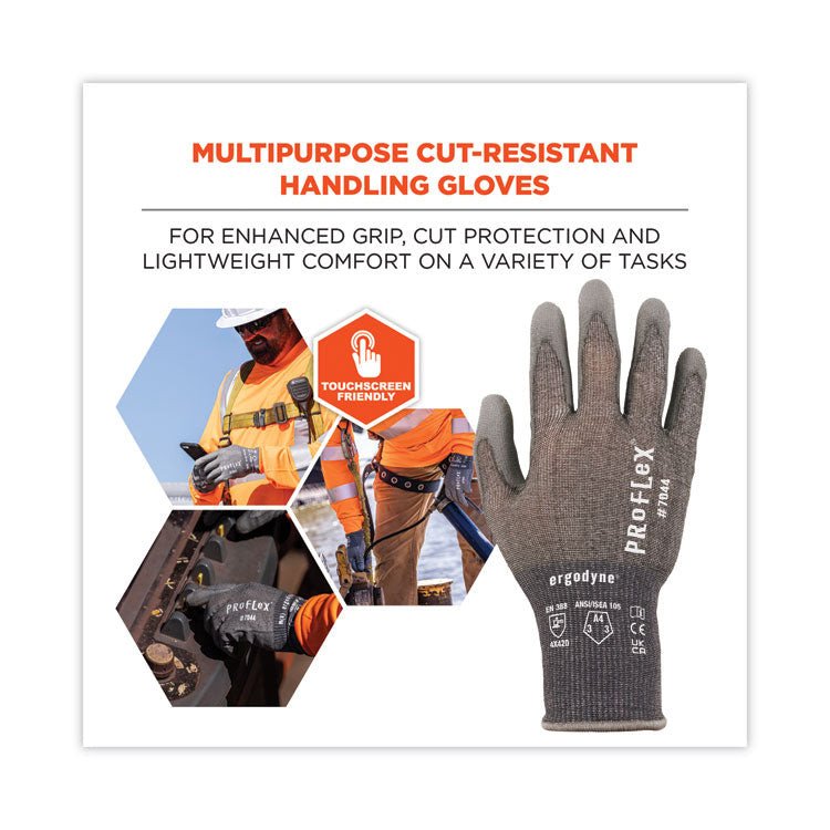 ergodyne® ProFlex 7044 ANSI A4 PU Coated CR Gloves, Gray, Medium, 12 Pairs/Pack, Ships in 1-3 Business Days (EGO10483) Each
