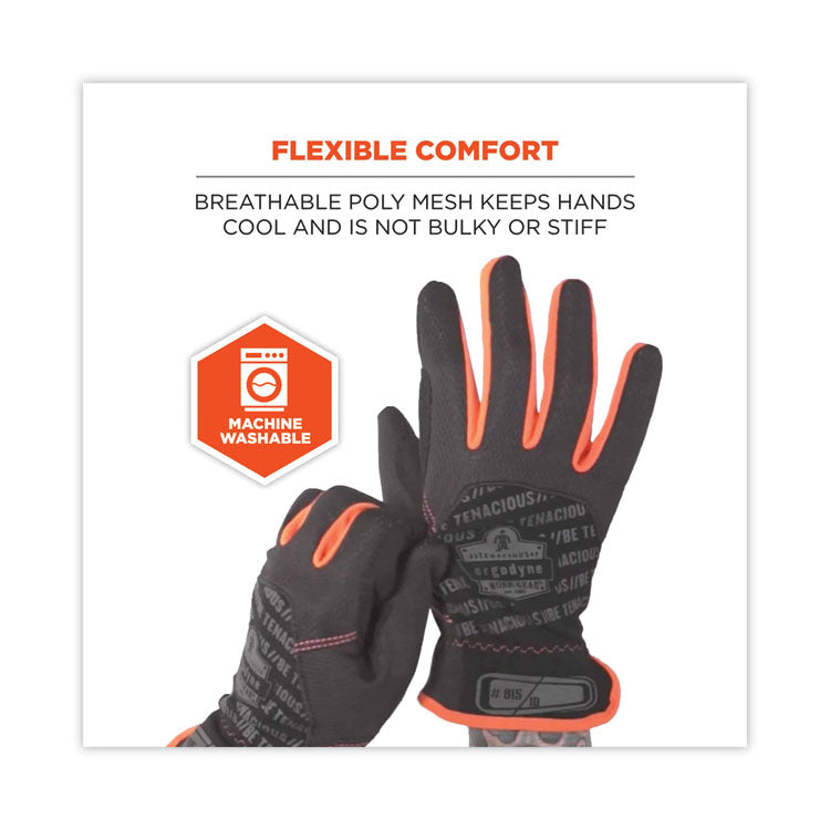 ergodyne® ProFlex 815 QuickCuff Mechanics Gloves, Black, X-Large, Pair, Ships in 1-3 Business Days (EGO17205) 1 Pair