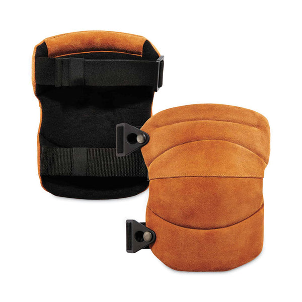 ergodyne® ProFlex 230LTR Leather Knee Pads, Wide Soft Cap, Buckle Closure, One Size Fits Most, Brown, Pair, Ships in 1-3 Business Days (EGO18232) 1 Pair