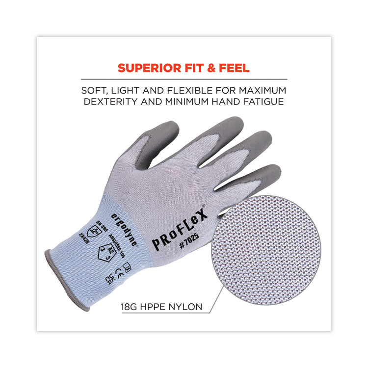 ergodyne® ProFlex 7025 ANSI A2 PU Coated CR Gloves, Blue, Small, Pair, Ships in 1-3 Business Days (EGO10432) 1 Pair