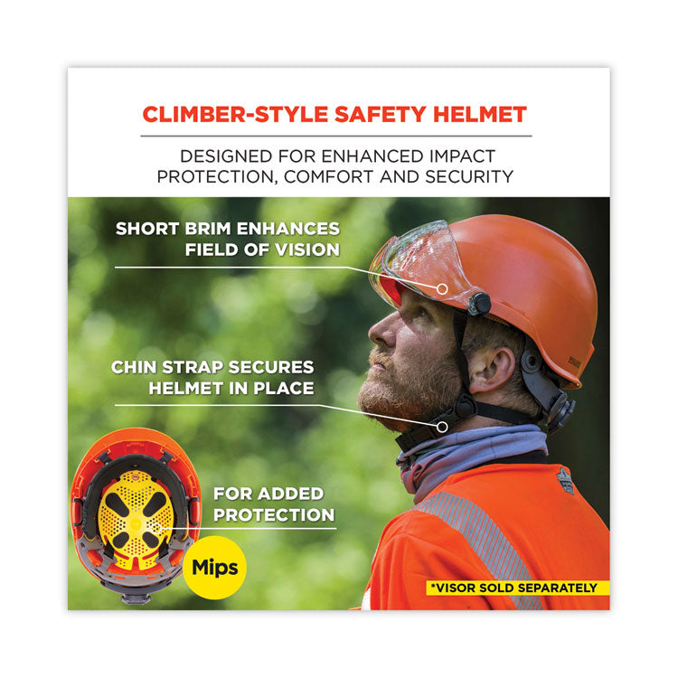 ergodyne® Skullerz 8974-MIPS Class E Safety Helmet with  MIPS Elevate Ratchet Suspension, Orange, Ships in 1-3 Business Days (EGO60255) Each