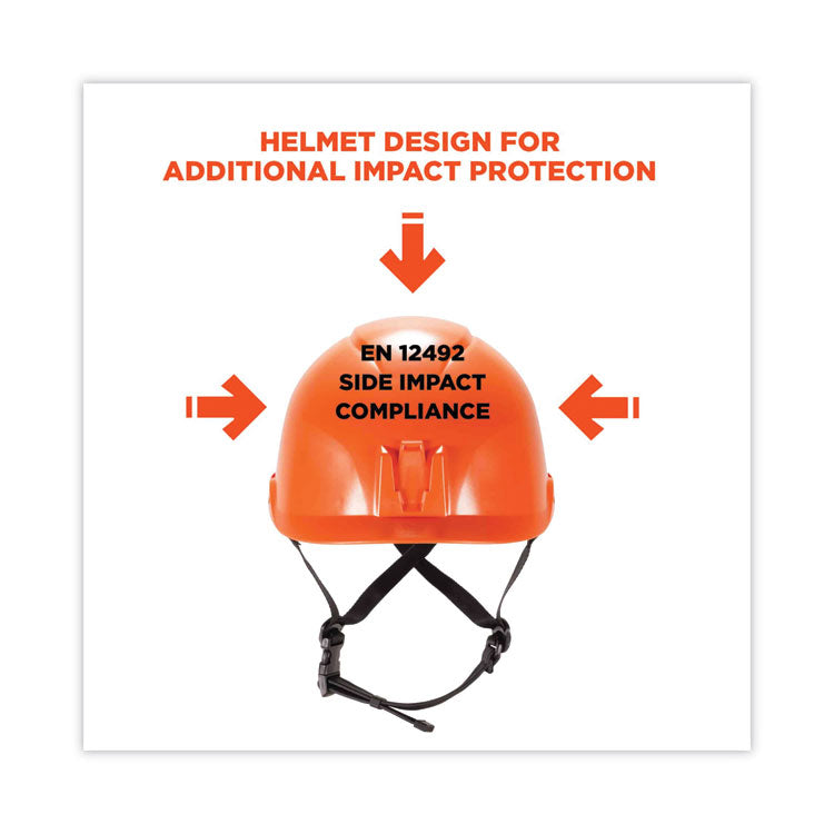 ergodyne® Skullerz 8974 Class E Safety Helmet, 6-Point Ratchet Suspension, Orange, Ships in 1-3 Business Days (EGO60212) Each