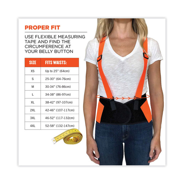 ergodyne® ProFlex 100HV Economy Hi-Vis Spandex Back Support Brace, 2X-Large, 42" to 46" Waist, Black/Orange, Ships in 1-3 Business Days (EGO11886) Each