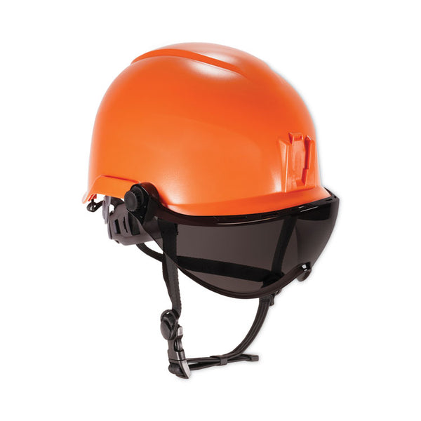 ergodyne® Skullerz 8974V Class E Safety Helmet w/8991 Visor Kit, Smoke Lens, 6-Pt Ratchet Suspension, Orange,Ships in 1-3 Business Days (EGO60218)