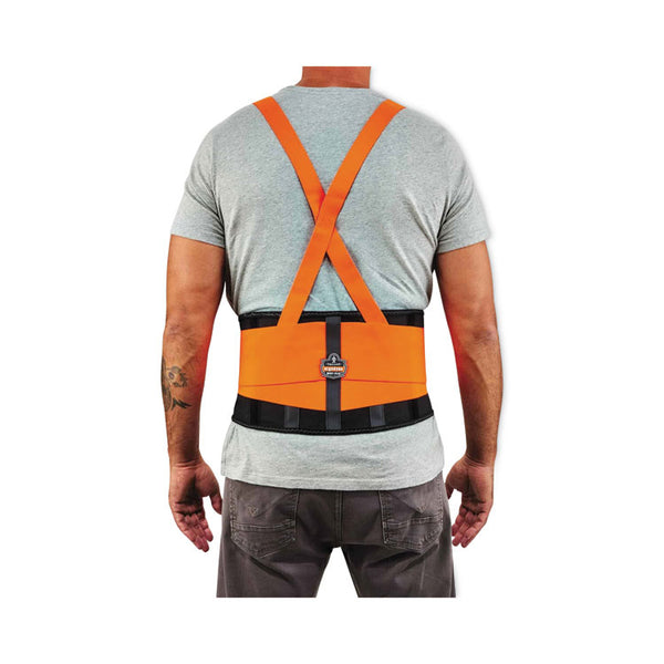 ergodyne® ProFlex 100HV Economy Hi-Vis Spandex Back Support Brace, Large, 34" to 38" Waist, Black/Orange, Ships in 1-3 Business Days (EGO11884) Each