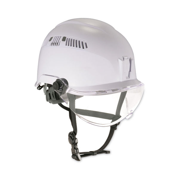 ergodyne® Skullerz 8975V Class C Safety Helmet w/8991 Visor Kit, Clear Lens, 6-Pt Ratchet Suspension, White, Ships in 1-3 Business Days (EGO60219)