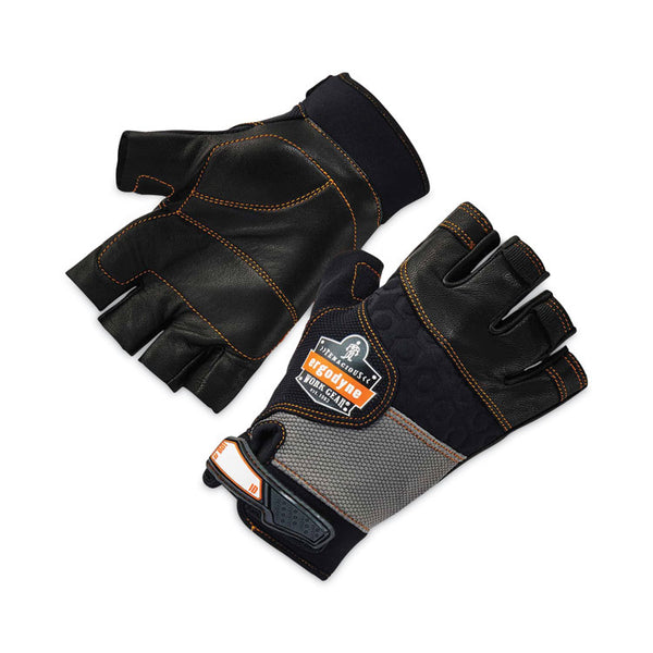 ergodyne® ProFlex 901 Half-Finger Leather Impact Gloves, Black, 2X-Large, Pair, Ships in 1-3 Business Days (EGO17786) 1 Pair