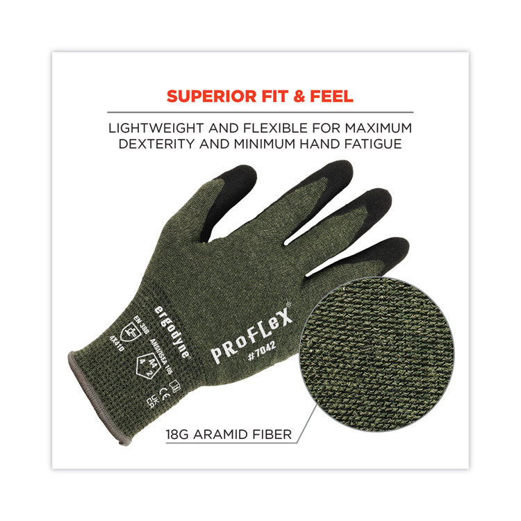 ergodyne® ProFlex 7042 ANSI A4 Nitrile-Coated CR Gloves, Green, Small, Pair, Ships in 1-3 Business Days (EGO10342) 1 Pair