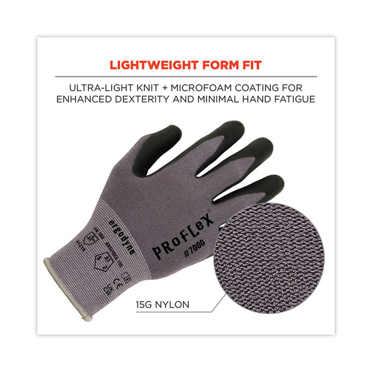 ergodyne® ProFlex 7000 Nitrile-Coated Gloves Microfoam Palm, Gray, Large, Pair, Ships in 1-3 Business Days (EGO10374) 1 Pair