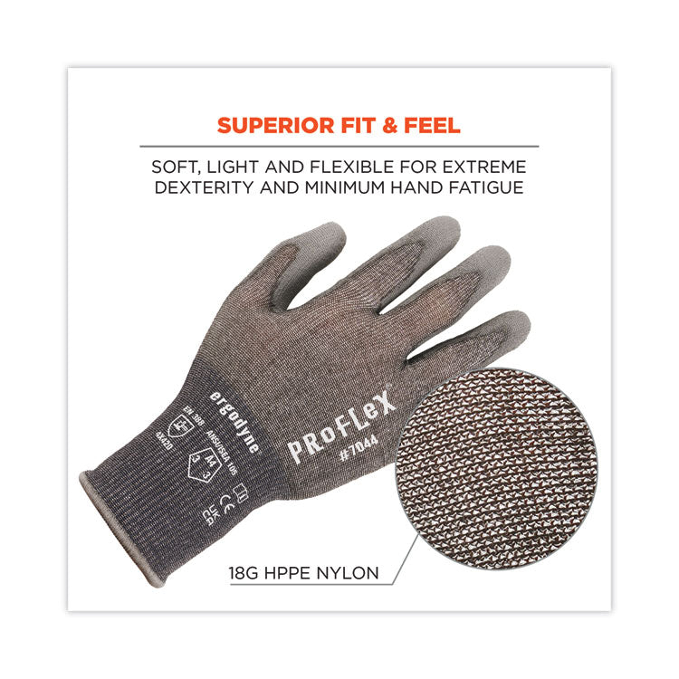 ergodyne® ProFlex 7044 ANSI A4 PU Coated CR Gloves, Gray, 2X-Large, Pair, Ships in 1-3 Business Days (EGO10496) 1 Pair