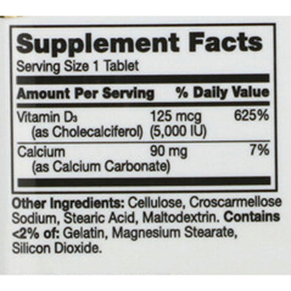 21st Century® Vitamin Supplement Vitamin D / Calcium 5,000 IU Strength Tablet 110 per Bottle (853068_BT) 1/BT