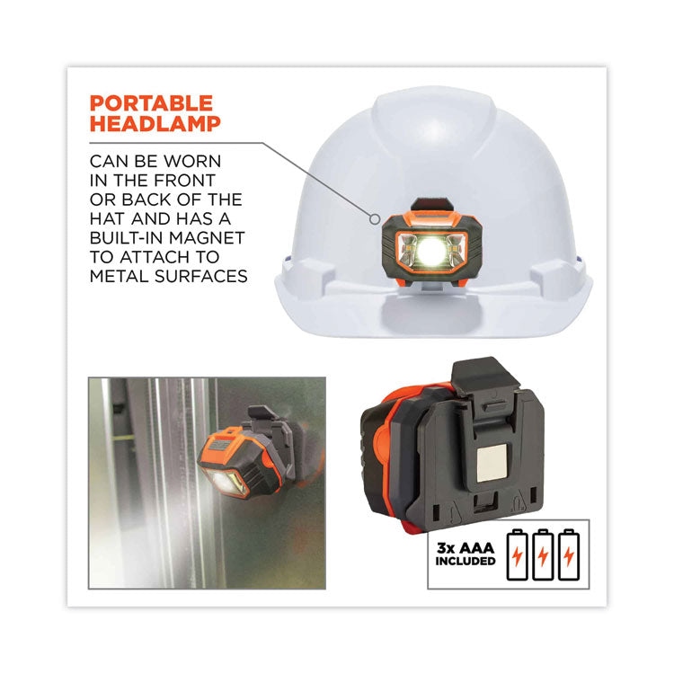 ergodyne® Skullerz 8970LED Class E Hard Hat Cap Style with LED Light, White, Ships in 1-3 Business Days (EGO60142)