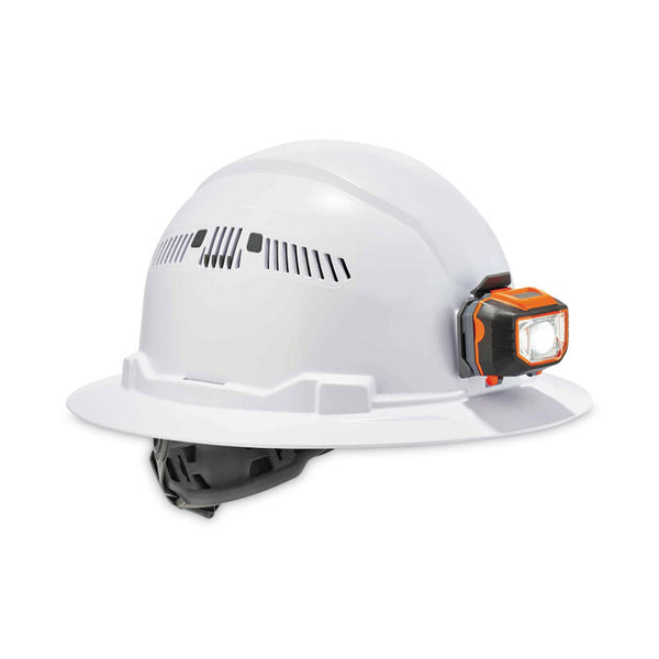 ergodyne® Skullerz 8973LED Class C Hard Hat Full Brim with LED Light, White, Ships in 1-3 Business Days (EGO60156)