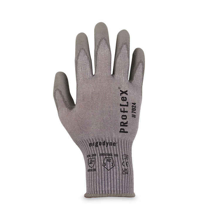 ergodyne® ProFlex 7024 ANSI A2 PU Coated CR Gloves, Gray, Small, 12 Pairs/Pack, Ships in 1-3 Business Days (EGO10392) Each