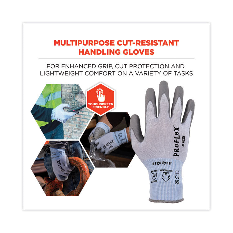 ergodyne® ProFlex 7025 ANSI A2 PU Coated CR Gloves, Blue, Large, Pair, Ships in 1-3 Business Days (EGO10434) 1 Pair