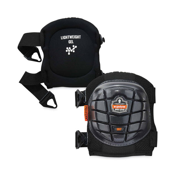 ergodyne® ProFlex 357 Lightweight Gel Knee Pads, Short Cap, Buckle Closure, One Size Fits Most, Black, Pair, Ships in 1-3 Business Days (EGO18457) 1 Pair