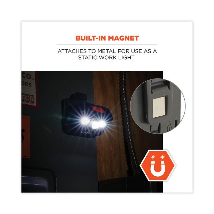 ergodyne® Skullerz 8987 Rechargeable Hard Hat LED Light, 2.5 x 3 x 2, Black, Ships in 1-3 Business Days (EGO60197) Each