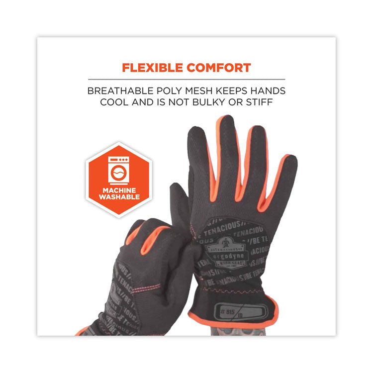 ergodyne® ProFlex 815 QuickCuff Mechanics Gloves, Black, Large, Pair, Ships in 1-3 Business Days (EGO17204) 1 Pair
