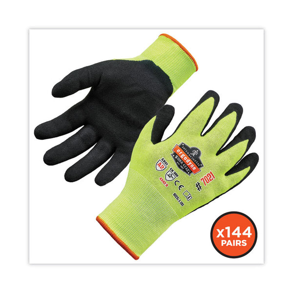 ergodyne® ProFlex 7021 Hi-Vis Nitrile-Coated CR Gloves, Lime, Large, 144 Pairs/Carton, Ships in 1-3 Business Days (EGO17864) Case of 144