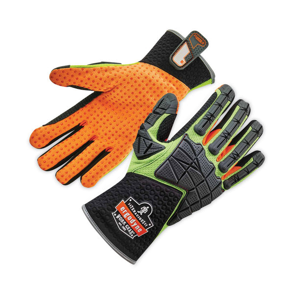 ergodyne® ProFlex 925F(x) Standard Dorsal Impact-Reducing Gloves, Black/Lime, Large, Pair, Ships in 1-3 Business Days (EGO17904) 1 Pair