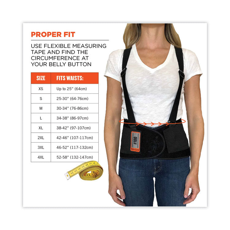 ergodyne® ProFlex 100 Economy Spandex Back Support Brace, Small, 25" to 30" Waist, Black, Ships in 1-3 Business Days (EGO11382) Each