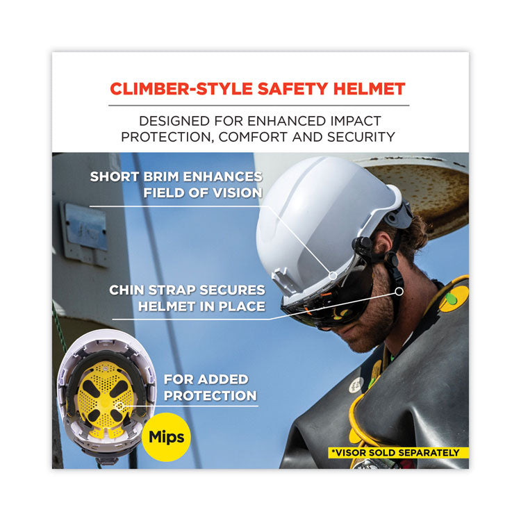 ergodyne® Skullerz 8974-MIPS Class E Safety Helmet with MIPS Elevate Ratchet Suspension, White, Ships in 1-3 Business Days (EGO60254) Each