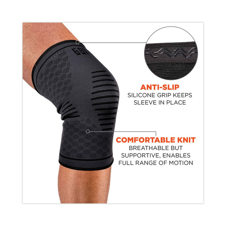 ergodyne® ProFlex 601 Knee Compression Sleeve, Large, Black, Ships in 1-3 Business Days (EGO16554) Each