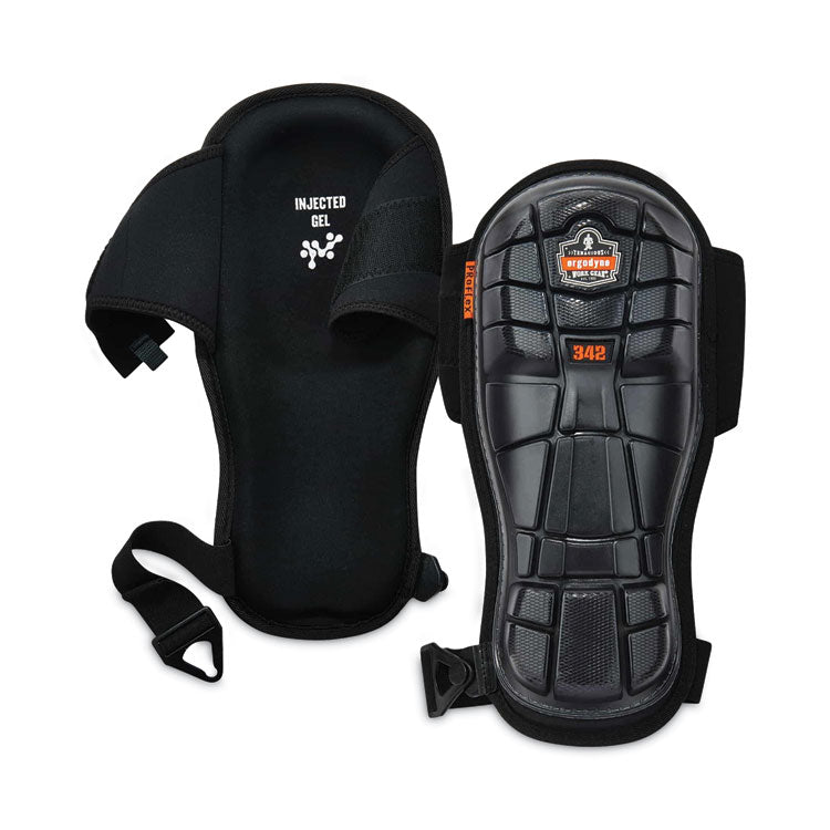 ergodyne® ProFlex 342 Injected Gel Knee Pads, Extra Long Cap, Hook and Loop Closure, One Size, Black, Pair, Ships in 1-3 Business Days (EGO18442) 1 Pair