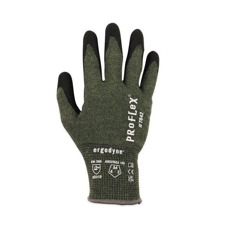 ergodyne® ProFlex 7042 ANSI A4 Nitrile-Coated CR Gloves, Green, Large, Pair, Ships in 1-3 Business Days (EGO10344) 1 Pair