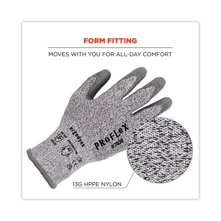 ergodyne® ProFlex 7030 ANSI A3 PU Coated CR Gloves, Gray, X-Large, 12 Pairs/Pack, Ships in 1-3 Business Days (EGO10455) Each