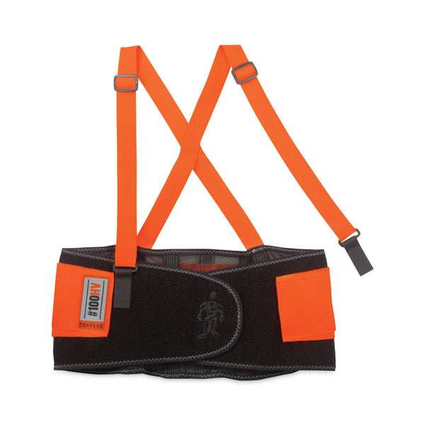 ergodyne® ProFlex 100HV Economy Hi-Vis Spandex Back Support Brace, 2X-Large, 42" to 46" Waist, Black/Orange, Ships in 1-3 Business Days (EGO11886) Each