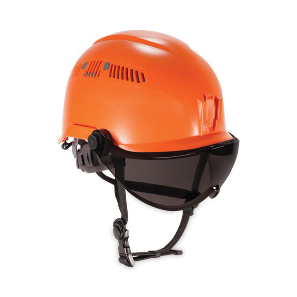 ergodyne® Skullerz 8975V Class C Safety Helmet w/8991 Visor Kit, Smoke Lens, 6-Pt Ratchet Suspension, Orange,Ships in 1-3 Business Days (EGO60222)